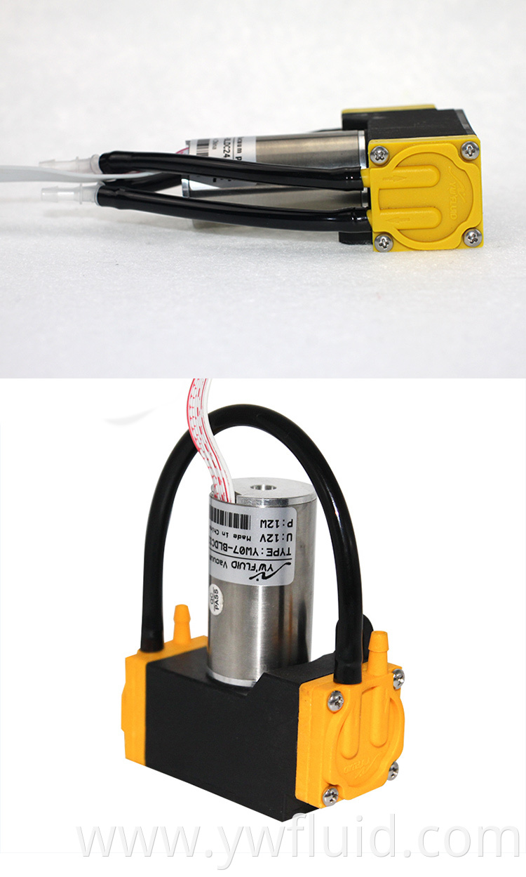 YWfluid 12v 24v High performance Micro Air Pump with BLDC motor Used for Gas transfer section or Vacuum generation